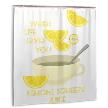 

CHARM HOME When Life Gives You Lemons Squeeze Juice Plastic Shower Curtain 66x72 In Customized Bathroom Waterproof Polyester