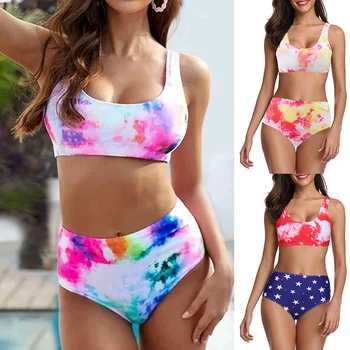 

2020 Sexy Bikini Micro Women's Swimming Suit Triangle Swimwear Bathing Separate Backless Tie-dye gradient Swimsuit Set For Women
