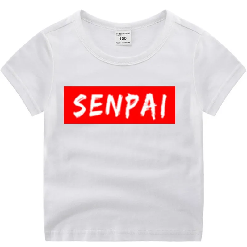 T74C-white Хлопковая футболка для маленьких мальчиков и девочек с аниме «Senpai» летняя детская Рождественская рубашка детская футболка для малышей с героями мультфильмов Роскошный топ - Цвет: T74C-white