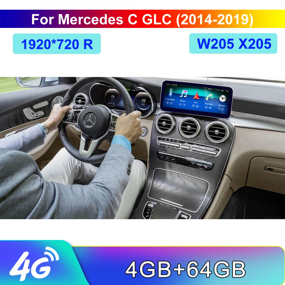 10 25 дюймов 4 + 64G Автомобильный дюймовый дисплей для Benz GLC X253 C253 C Class W205 2016 2019 система