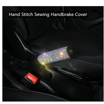 

Hand Stitch Sewing Handbrake Cover Protector Rhinestone Car Bling Accessories Luxury Design for Women Styling Cute Auto Decor