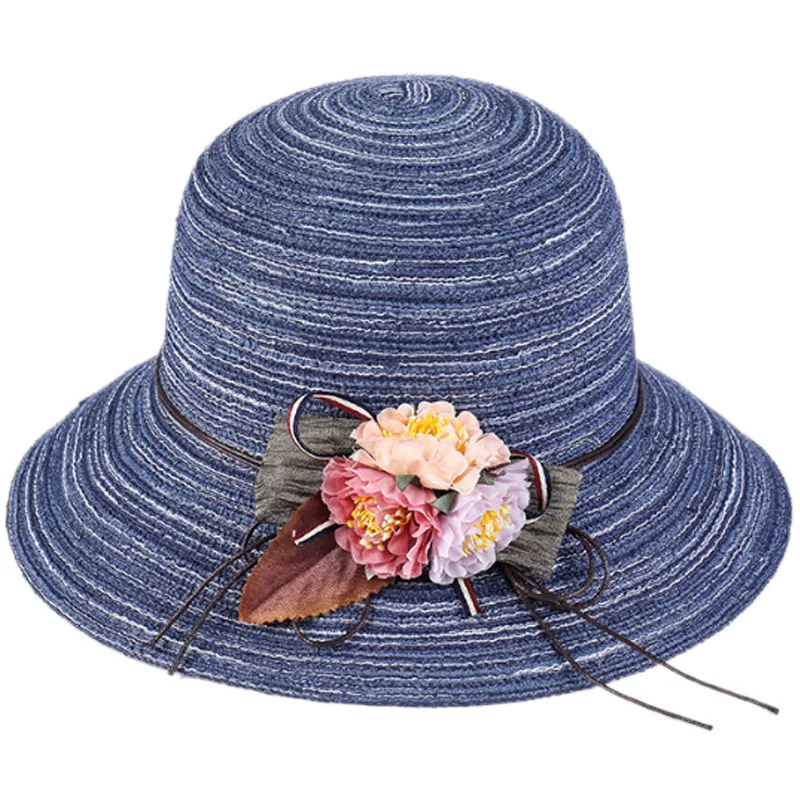 

Female Summer Beach Straw Hat Sun Hats Travel Cap Ladies Wild Big Hat Flower Sunscreen Elegant