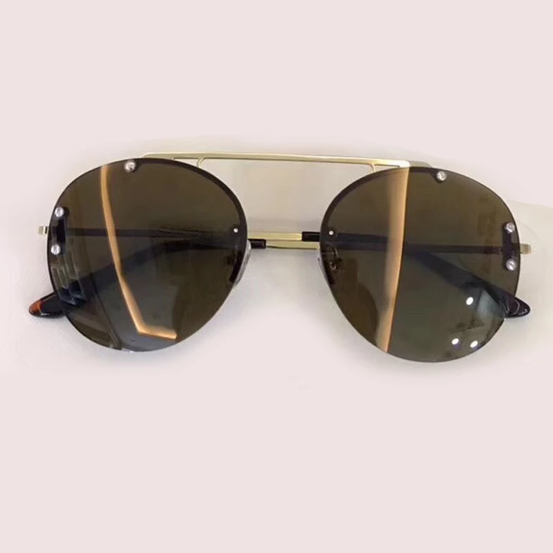 No2 Sunglasses Винтажные Круглые Солнцезащитные очки без оправы для женщин, высокое качество, с упаковочной коробкой, Oculos De Sol Feminino, ретро круглые солнцезащитные очки - Цвет линз: No2 Sunglasses