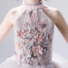 Детское платье принцессы Новинка года; стильное Пышное торжественное платье из пряжи костюм в западном стиле для девочек