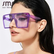 Негабаритных квадратных солнцезащитных очков женские роскошные брендовые модные плоские солнечные очки с цветными прозрачными линзами винтажные мужские солнцезащитные очки Gafas