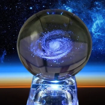 

Quartz Ball Glass Ball Crystal Ball Creative Fashion with Luminous Base Laser Engraved 6CM Home Decor for Astrophile Gift