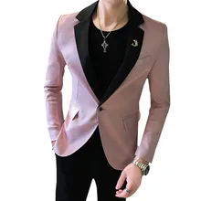 Мужской тонкий жених свадебное платье для ночного клуба Танец Корейская версия одна застежка красивый строченный хост костюм Мужской tide