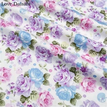 Хлопчатобумажная ткань саржевого переплетения элегантные белые; большие размеры; цвет нежно-фиолетовый, синий, розовый цветок розы ткань DIY для детского постельного белья, одежда рубашка лист Декор