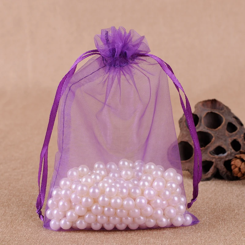50 шт. 7x9 9x12 10x15 13x18 см фиолетовые подарочные мешочки из органзы ювелирные изделия Упаковочные сумки для свадебной вечеринки украшения Drawable Сумки Подарочные Пакеты - Цвет: Deep purple