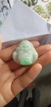 

Natural Myanmar Yushi Hand-carved Peaceful and Auspicious Maitreya Buddha Jewelry Pendant