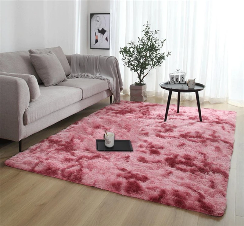 Fashion European Long Hair Bedroom Fur Carpet Bay Window Bedside Mat Washable Personality Blanket Gradient Color Living Room Rug