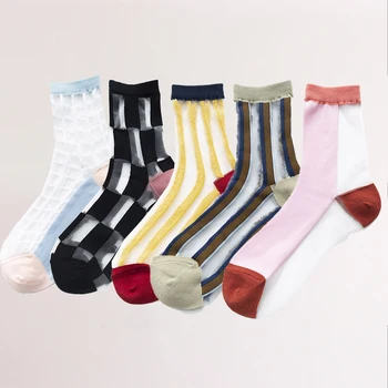 

2020 New Combo Fasahion Spring And Summer Women's Socks College Style Cute Fruit Socks Transparent Socks Middle Tube Socks