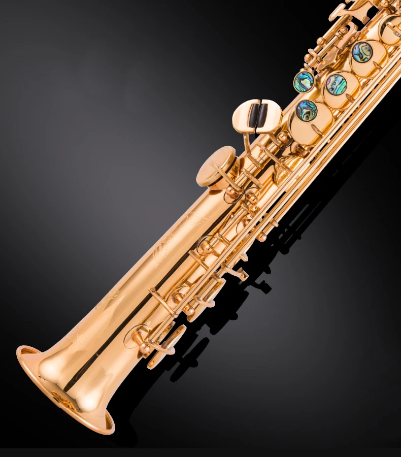 Латунный прямой B плоский саксофон сопрано саксофон NAIPUTESI NT-802 тип ключа матовый черный никель золотой резной узор с чехол для переноски