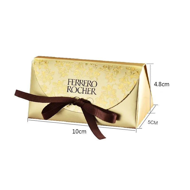 10 шт. Золотая фольга бумажная конфетная упаковочная коробка с лентами FERRERO ROCHER коробка конфет Свадебные подарочные коробки