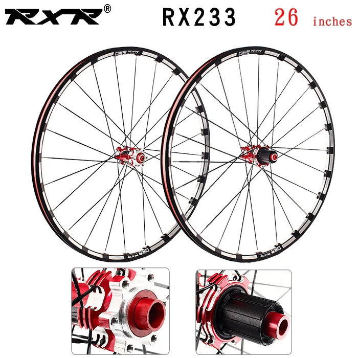 RXR 2" RX233 колесная карбоновая ступица MTB дисковый тормоз 5 подшипников комплекты велосипедных колес горный велосипед 7-11Speed через ось/QR MTB колеса - Цвет: 26 Red 100x142mm