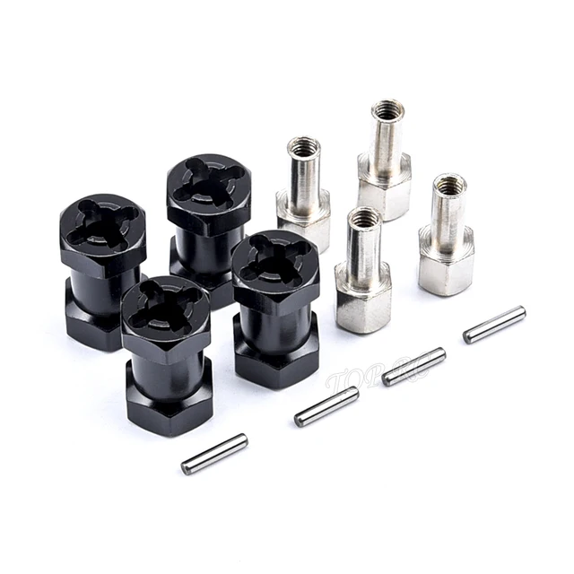 4pcs Aluminum 12mm Hex Wheel Hub Drive Adaptor 15/20/25mm Extension Combiner Coupler for 1/10 RC Car Crawler Axial SCX10 D90 6