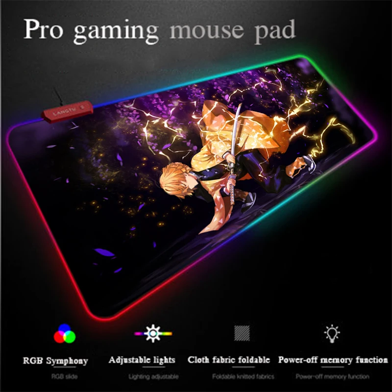Yuzuoan USB проводной светодиодный игровой коврик для мыши с цветным освещением RGB удобный большой Настольный коврик толстый износостойкий коврик