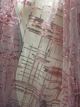 

Ppink Sequin Embroidered lace fabric, silver sequined lattice, black fabric for wedding decors