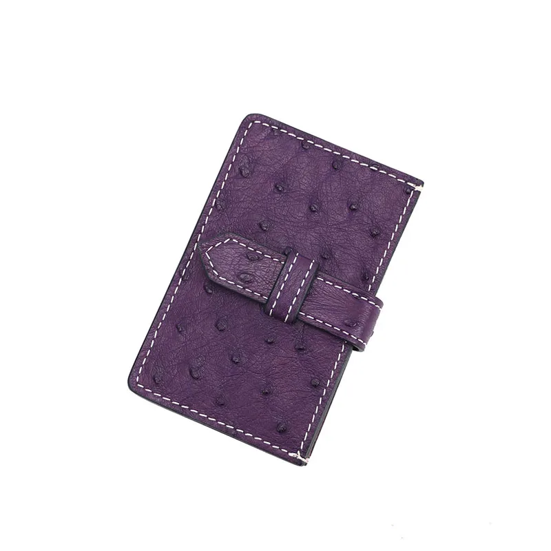 purple Роскошная натуральная кожа страуса аккордеон держатель для карт мульти карманы визитная карточка кожаный Страус держатель для кредитных карт - Цвет: purple