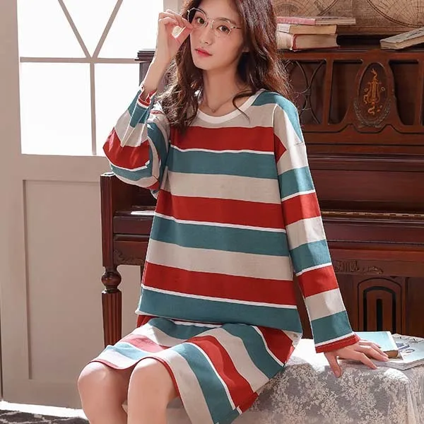 nightgown Женская Повседневная Пижама большого размера 3XL из хлопка с рисунком из мультфильма; пижама с длинными рукавами; женская ночная рубашка; зимняя длинная ночная рубашка - Цвет: nightgown