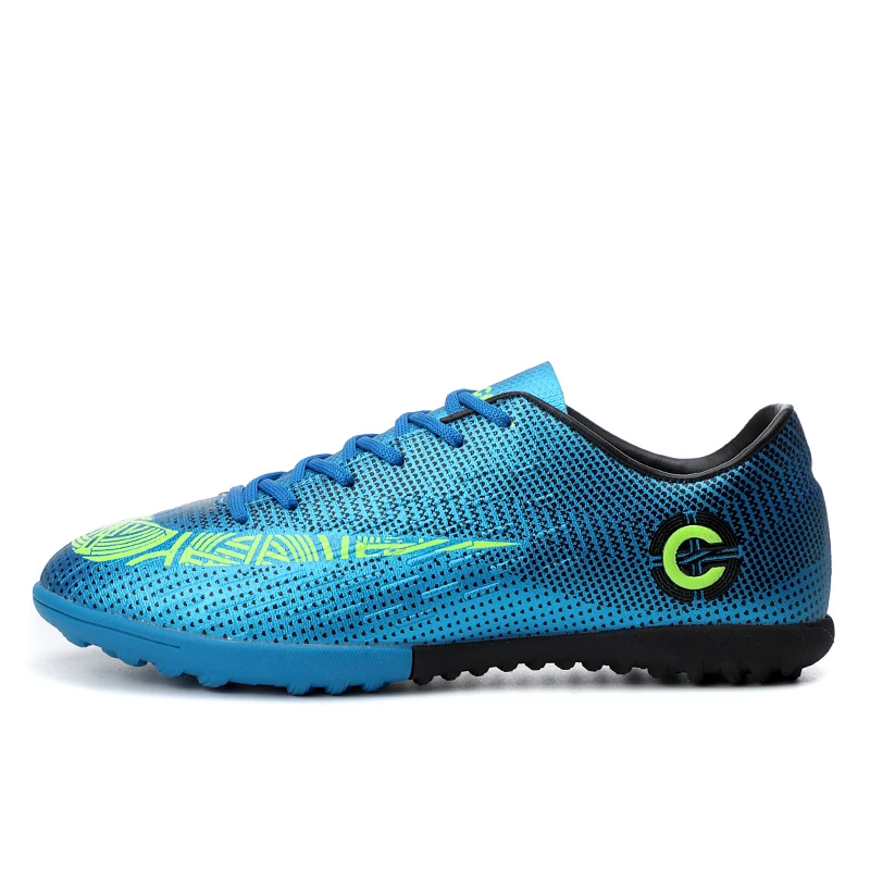 Men's football non-slip shoes youth high help football shoes children indoor football training sports shoes special offer - Цвет: blue-1