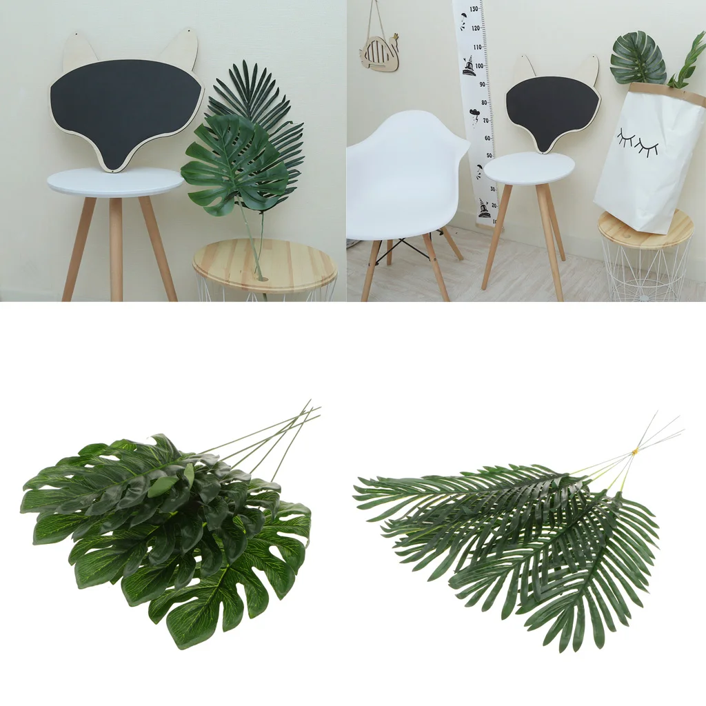 5-Pieces Large Artificial Silk Cloth Green Leaves Leaf Foliage Leaves for Home Flower Arrangement Wedding DIY Decor
