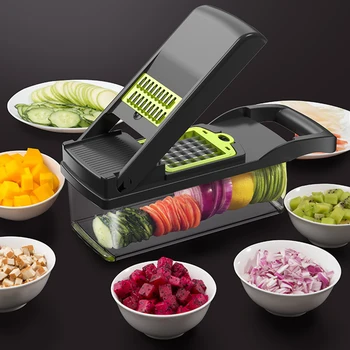 

12-piece Multifunction Chopper Dicing Onion Mashers Grater Potato Slice Fruit Vegetable Shredders Kitchen Accessories for Home
