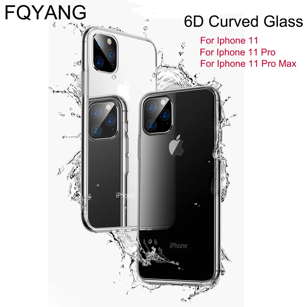 Прозрачный стеклянный чехол для Iphone 11 Pro Max 2019 телефона мягкий TPU Edge Coque iPhone Xs Xr X 7 8 6S