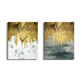 

Free Shipping E-HOME Abstract Color Clock in Canvas 2pcs wall clock 20200415
