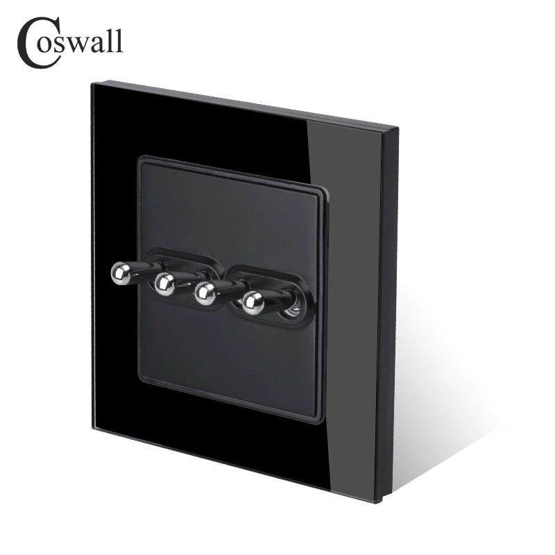 Coswall, простая модная рамка из закаленного стекла с кристаллами, 4 комплекта, 2 способа переключения, переключатель, проходящий через вкл/выкл, настенный светильник, переключатель 16А
