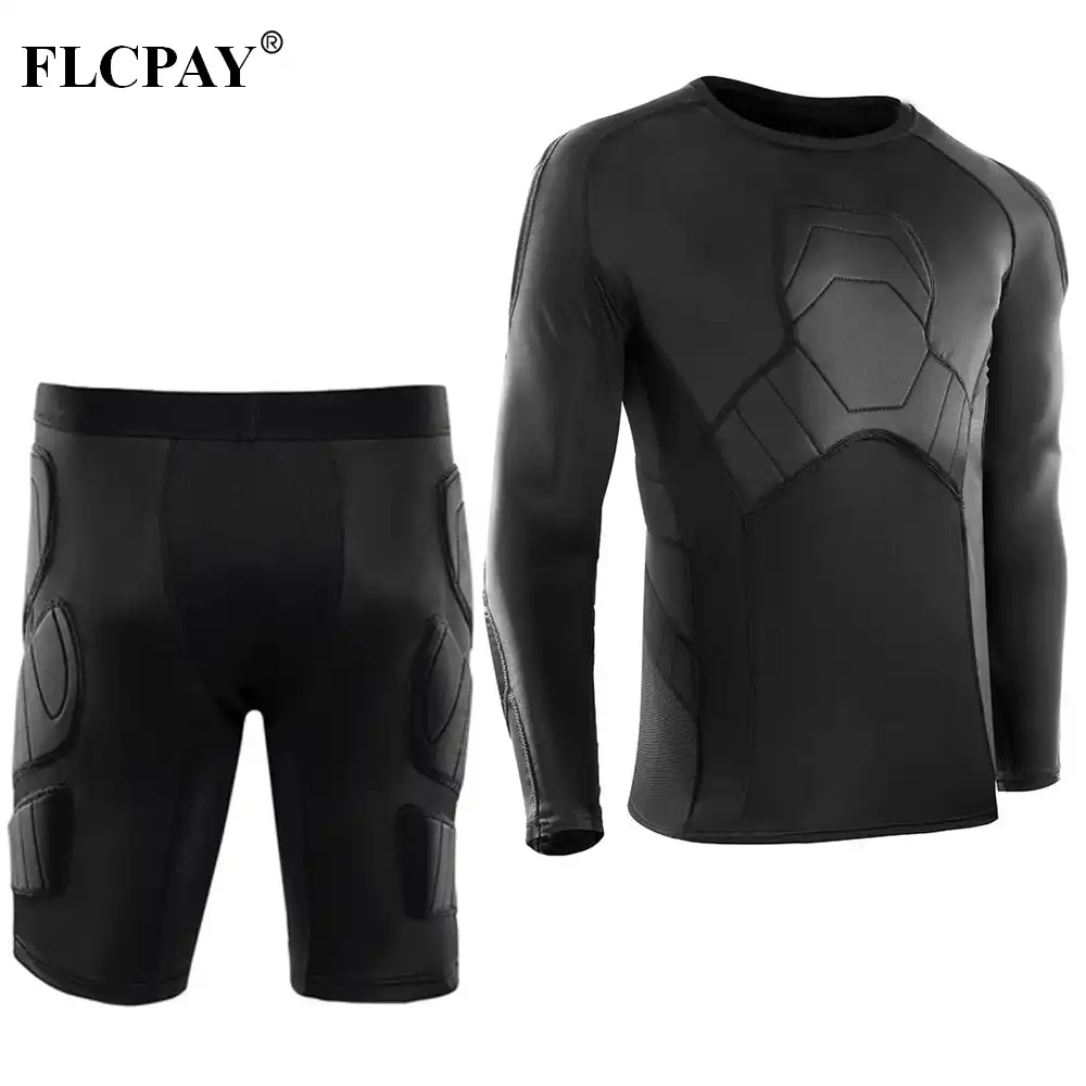 Padded Compression Shirt Rib Chest Protector for Football Basketball Paintball Cycling Men's