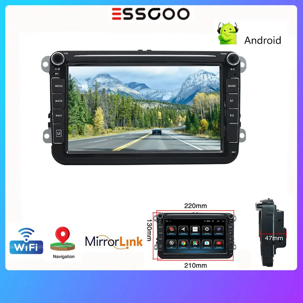 

Essgoo Car Radio 2 Din Android 9.1 For Volkswagen Polo VW Seat Skoda Autoradio GPS Bluetooth 8'' Car Multimedia Video Player