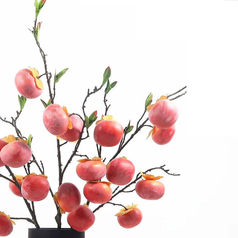 

American-Style Pastoral Style Model kaki guo Branch Home Soft Loading Decoration Art Flower Arrangement Floor Decoration Artific
