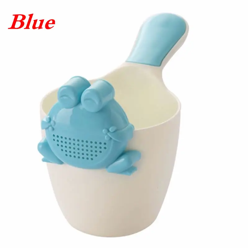 Blue Детская чашка для шампуня, детская ложка для душа в форме лягушки, насадка для ванны, совок для воды, подарки для детей, принадлежности для купания - Цвет: Blue
