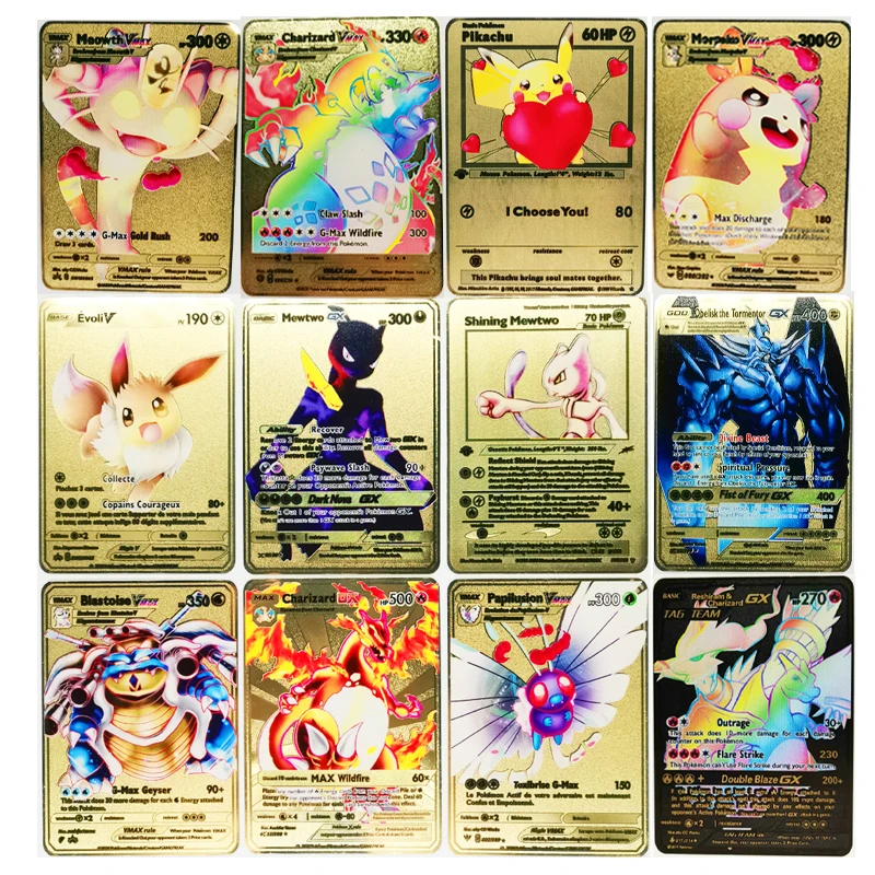 Pokemon 27 Stijlen Nieuwe Mewtwo Gx Mega Goud Metaal Kaart Super Game Collection Anime Kaarten Speelgoed Voor Kinderen Kerstcadeau