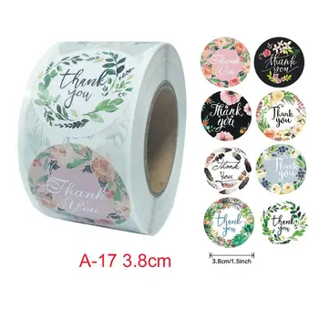 

500pcs 8 Styles Thank You Stickers Round Seal Label for Small Shop Wedding Gift Package Box Lip Gloss Diy Tools