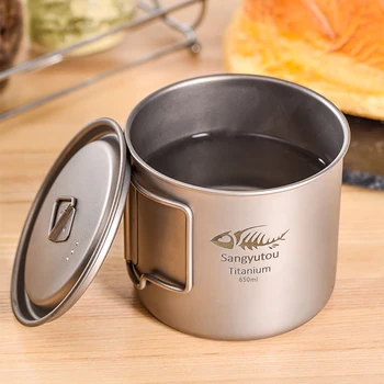 

Boil Water Non-Slip Camping Cup Travel Kitchen Portable Picnic Titanium Alloy Outdoor Cookware Folding Mug Home Hiking