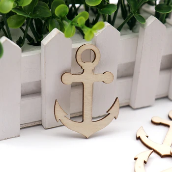 

30PCS European Natural Wooden Anchor & Rudder Pendants Ornaments for Xmas Tree Ornament Christmas Party Decorations Kids Gift