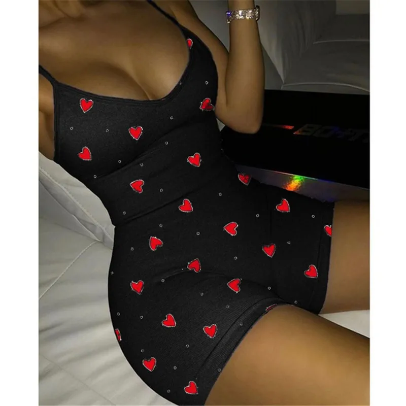 Body de corazón encantador para mujer, mono Sexy con cuello en V sin mangas para discoteca, monos Bodycon para mujer Y2k para Otoño e Invierno