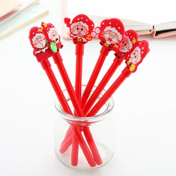 

2019 New Year Christmas items Children's stationery cartoon merry Christmas pen black signature pen Xmas gift prize kerst 6pcs