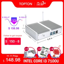 Мини-ПК без вентилятора, мини-ПК с Intel Core i5 7267U 7200U i3 7100U, Windows 10, DDR4/DDR3L 4K HTPC, HDMI VGA