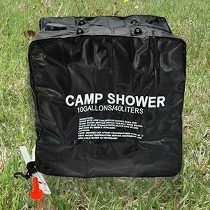 40L Camping Picnic Shower Water Bag Portable Solar Heating Outdoor Camp Shower Bag with Water Pipe Camping Hiking Travel