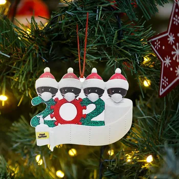 

2020 Ornament Christmas Tree Hanging Pendant DIY Name Blessing Pendant Christmas Hanging with Hand Sanitized Christmas Ornament