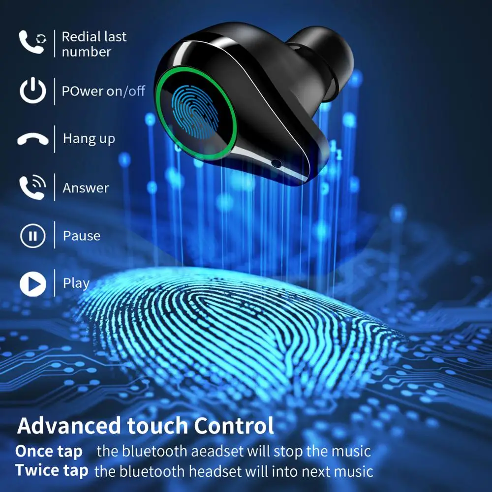 

IPX7 Waterproof TWS Earphone Sport Gaming Headset HiFi Sound Bluetooth Earphones Blue Tooth 5.0 Wireless Earbuds with Charge Box