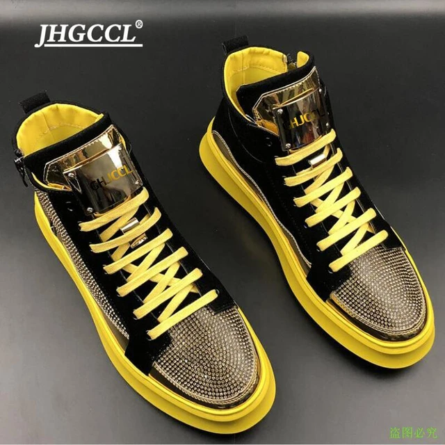 Men's Ankle Boot Sneakers Shoes Hip Hop Lace Up High Tops Zip Round Toe  Fashion