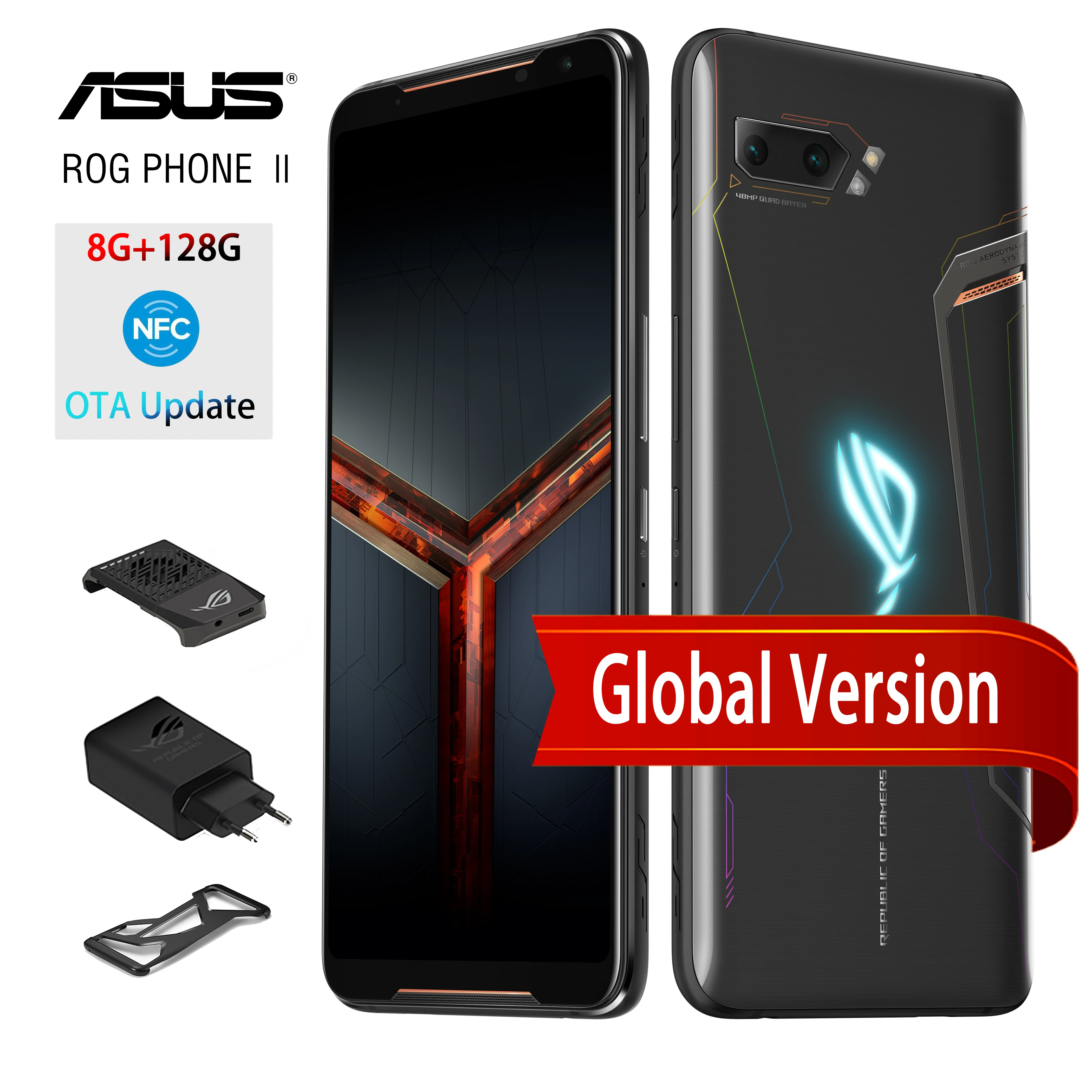  Global Version ASUS ROG Phone 2 Gaming Phone 128GB ROM 8GB RAM ZS660KL OTA Update Snapdragon 855 Pl