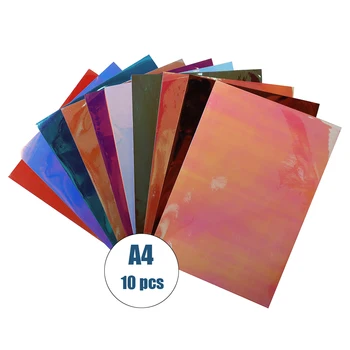 

SUNICE School DIY handmade Self-adhesive Rainbow Effect Plating lettering Film USE for Window Home DIY 10color A4 size Pack
