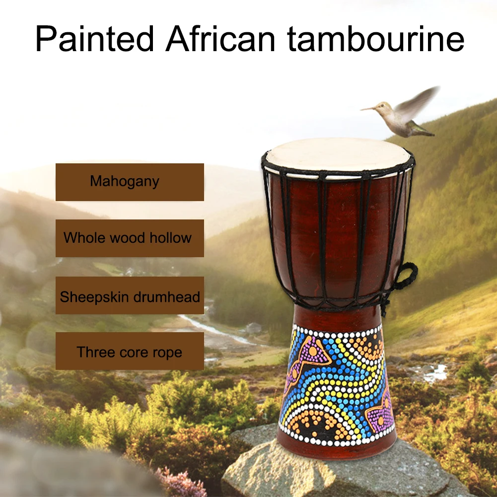 Профессиональный деревянный барабан Djembe из козьей шкуры традиционный
