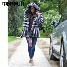 TOPFUR новые роскошные настоящие меховые пальто для женщин зимняя куртка с мехом кролика рекс модный стиль шуба из кролика рекс с меховым капюшоном