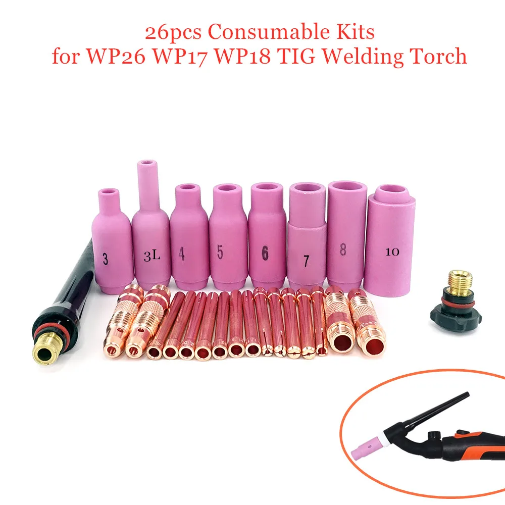 Details about Alumina Nozzle Long Cap 4pcs WP18 WP17 WP26 TIG Kits Electrode Body Collet Torch Details about Alumina Nozzle Long Cap 4pcs WP18 WP17 WP26 TIG Kits Electrode Body Collet Torch